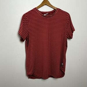 Columbia Womens Rust Striped Short Sleeve Active T-Shirt Large